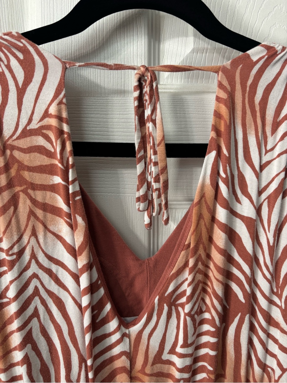 SOMA Weekend Sleeveless Double VNeck Dress Women's Large Pockets Zebra Print - Picture 6 of 10